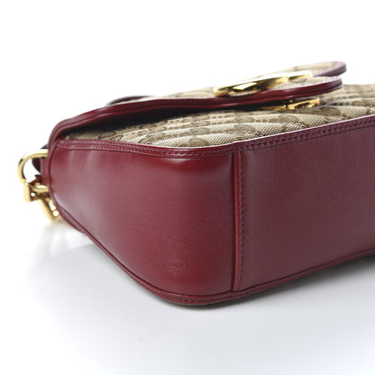 Gucci Monogram Glazed Calfskin Matelasse Diagonal Mini GG Marmont Top Handle Shoulder Bag Beige Ebony New Cherry Red 6 of 10