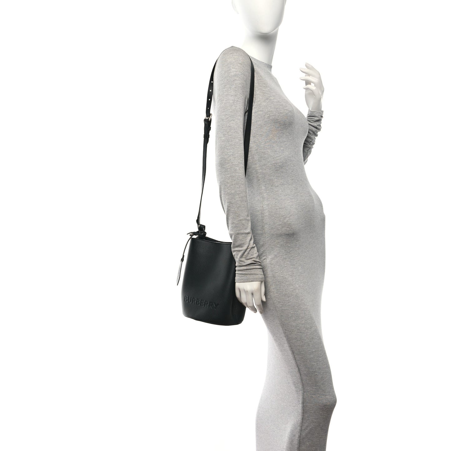 London Grainy Calfskin Small Lorne Bucket Crossbody Black