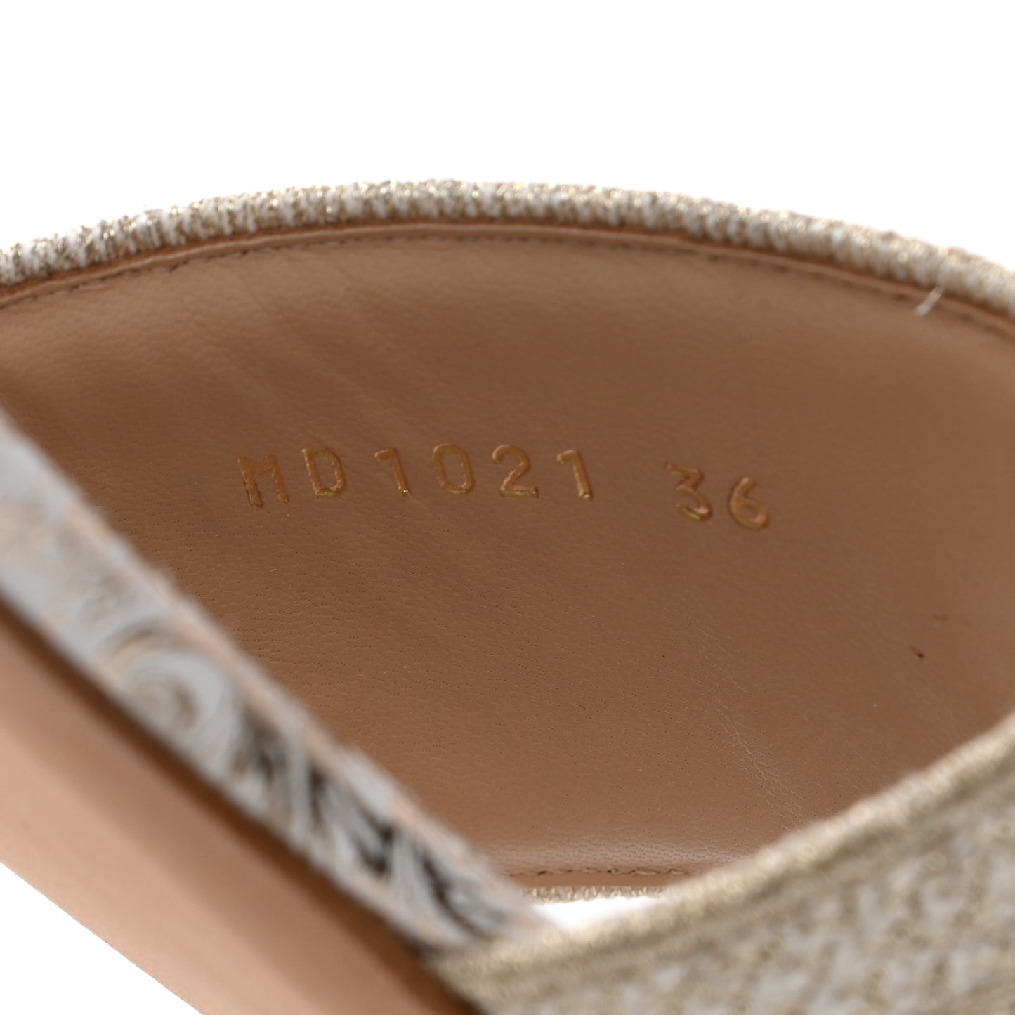 Metallic Canvas Embroidered Dway Mules Slide Sandals 36 Gold