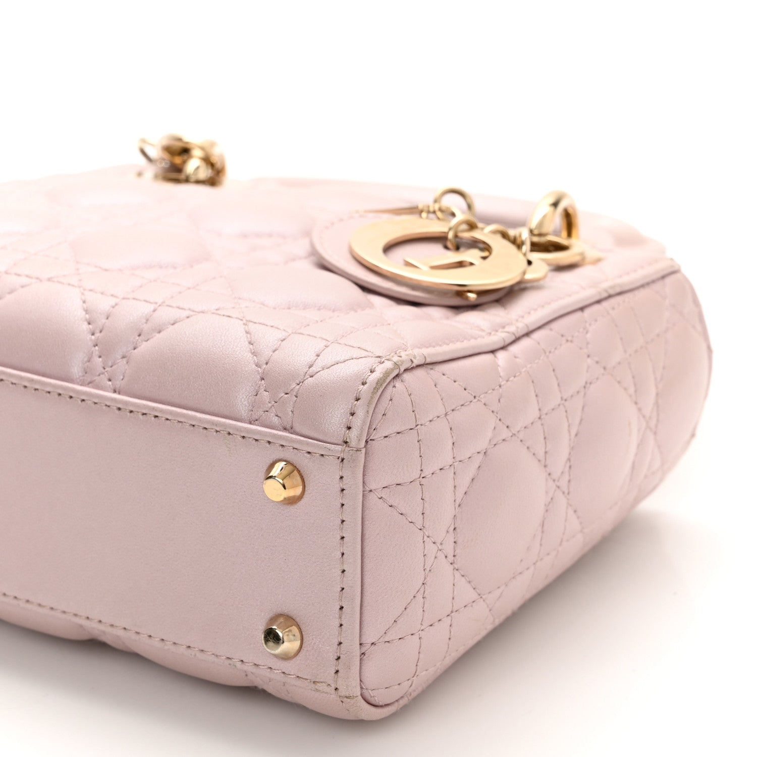 Christian Dior Metallic Lambskin Cannage Mini Lady Dior Lotus 10 of 10