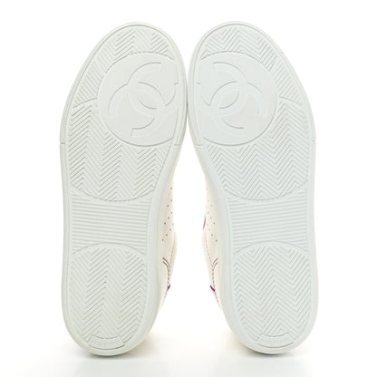 Chanel Calfskin Womens Logo Sneakers 39 White Pink 5 of 7