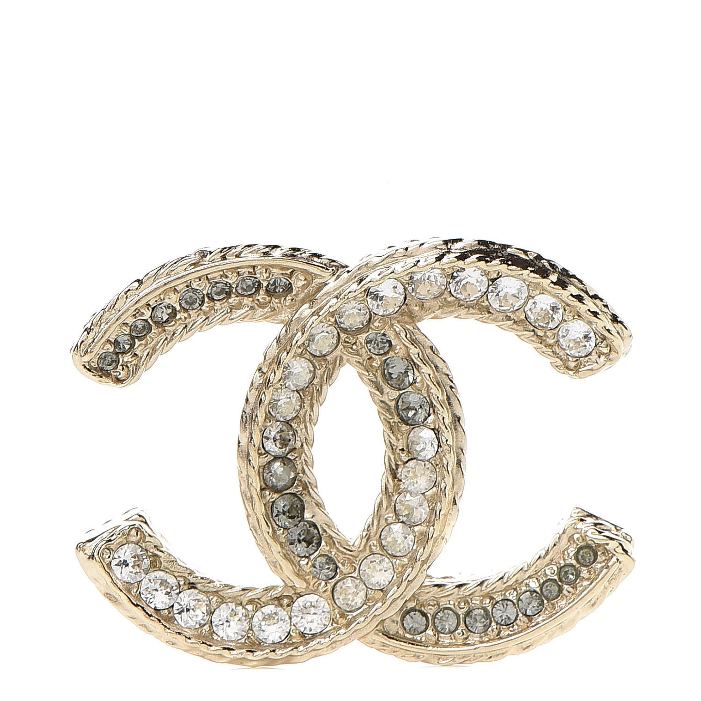 Crystal CC Brooch Pin Light Gold