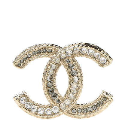 Chanel Crystal CC Brooch Pin Light Gold 1 of 4