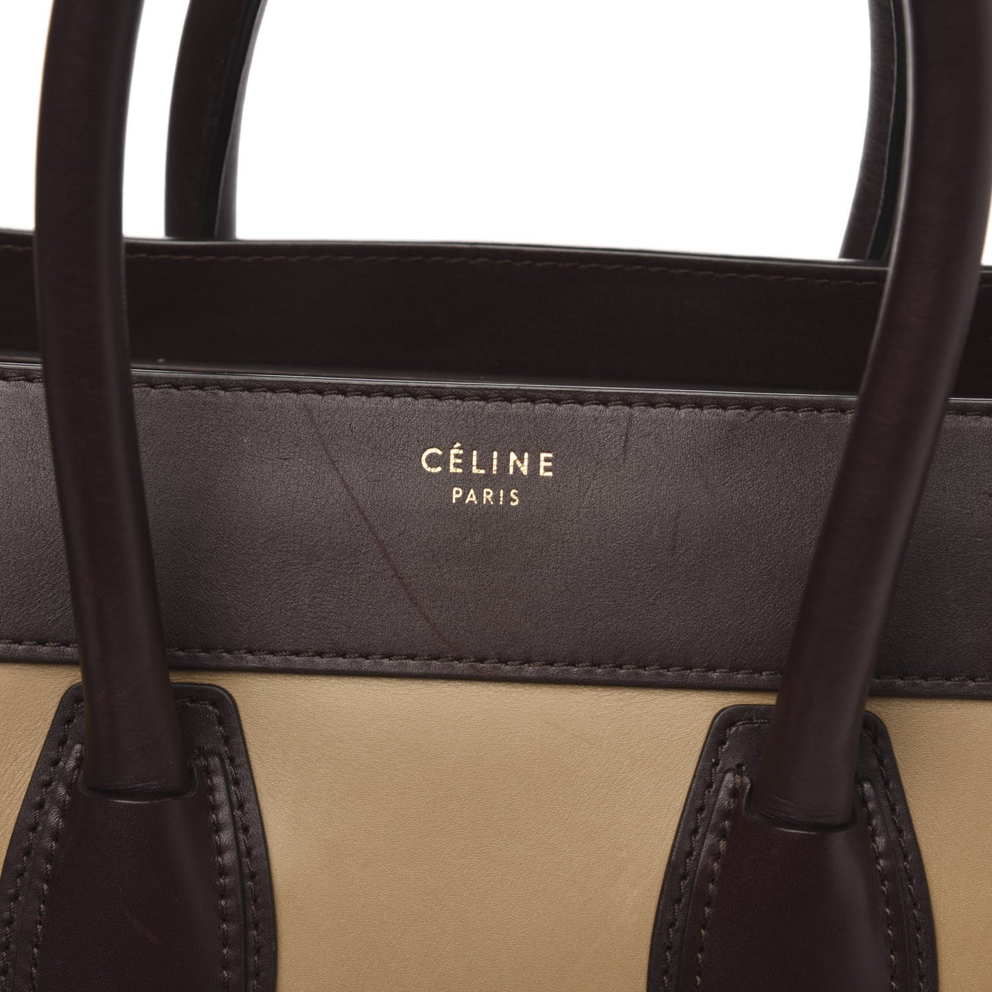 Satin Calfskin Suede Mini Tri-Color Luggage Beige