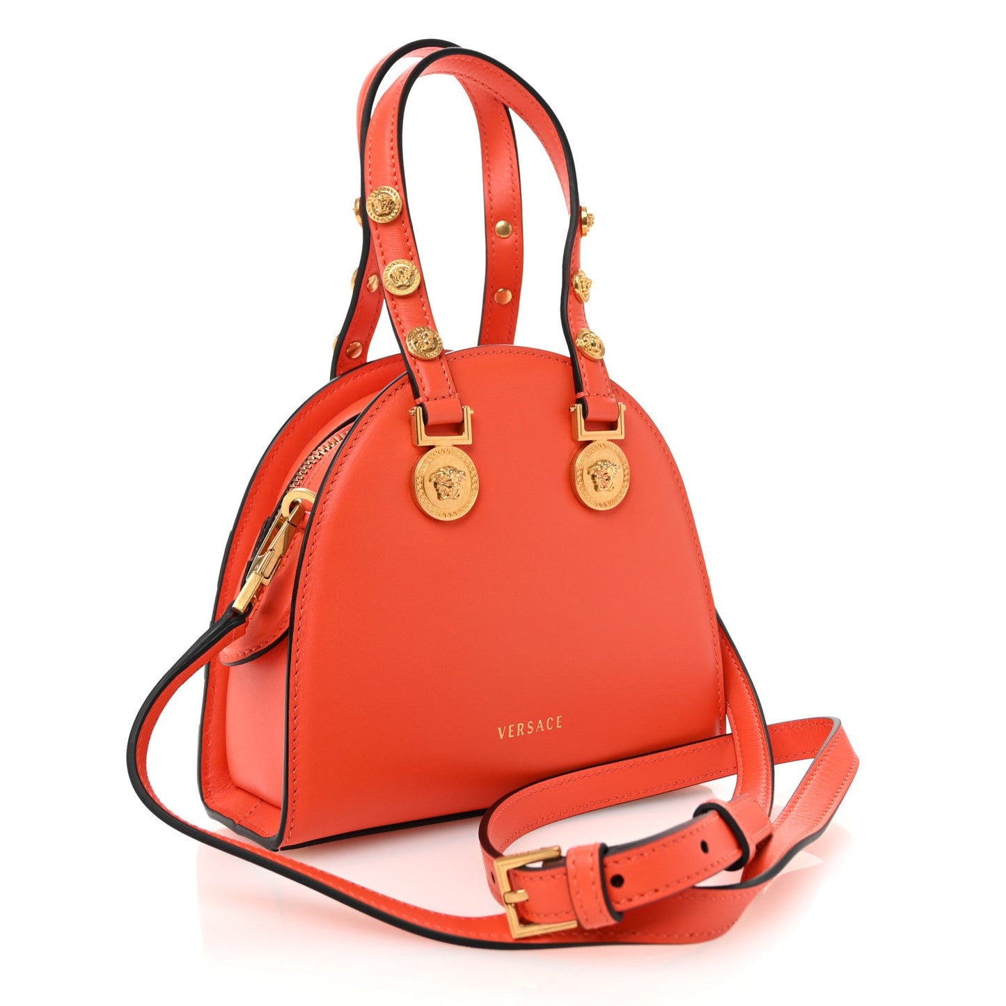 Calfskin Small Medallion Tribute Bowling Bag Orange