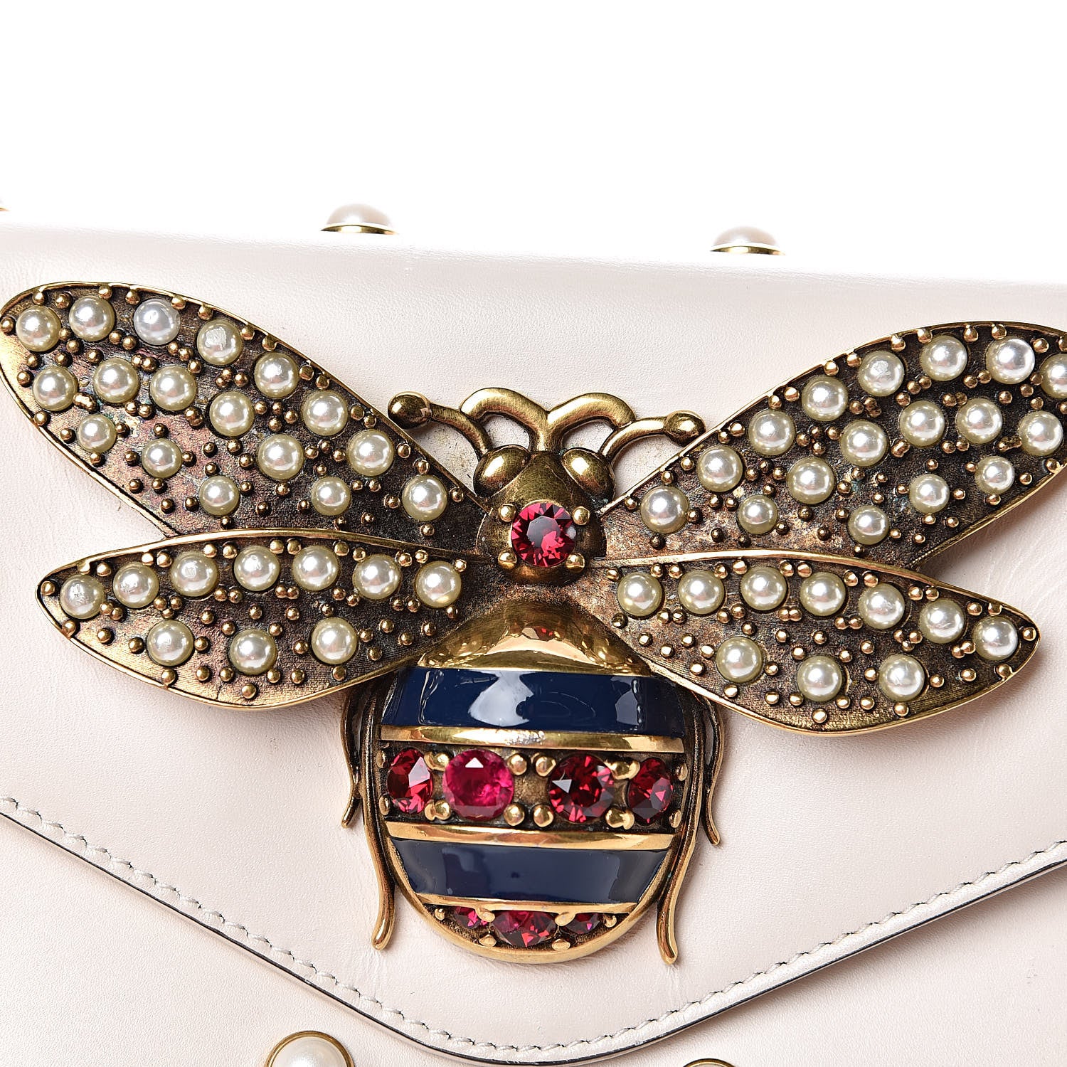 Gucci Nappa Pearl Studded Mini Queen Margaret Broadway Shoulder Bag Mystic White 8 of 15