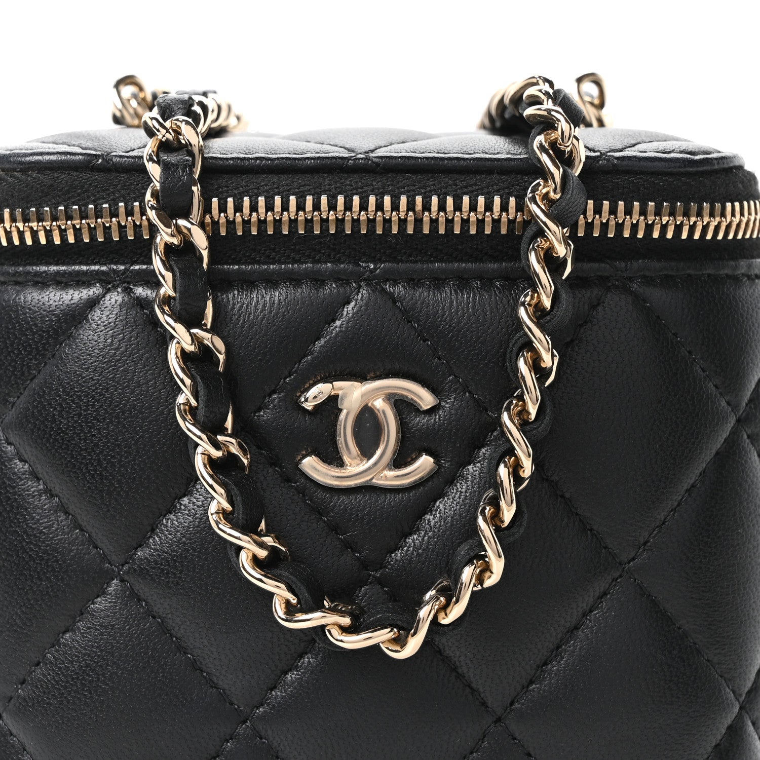 Chanel Lambskin Quilted Mini Enamel CC Pearl Crush Vanity Case With Chain  Black 8 of 10