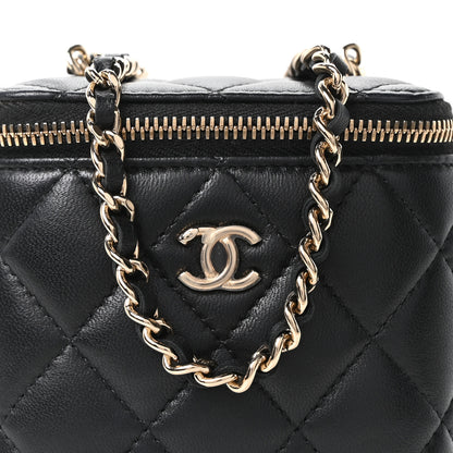 Chanel Lambskin Quilted Mini Enamel CC Pearl Crush Vanity Case With Chain  Black 8 of 10