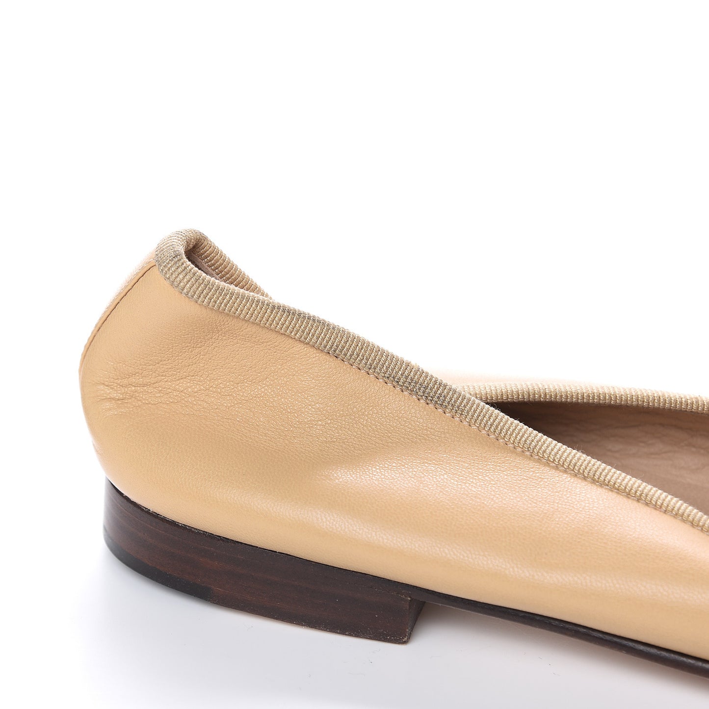 Lambskin Cap Toe Ballerina Flats 38.5 Beige Black