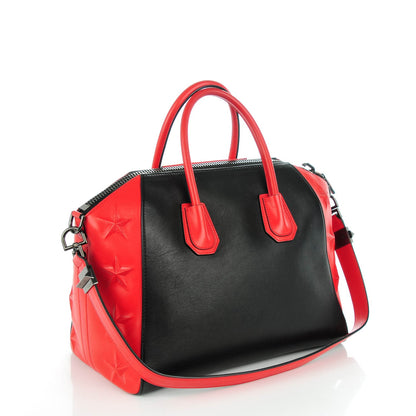 Givenchy Smooth Calfskin Star Embossed Medium Antigona Black Red 3 of 7
