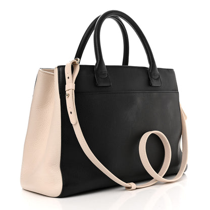 Chanel Grained Calfskin Medium Bi-Color Neo Executive Shopper Tote Black Beige Black 3 of 12