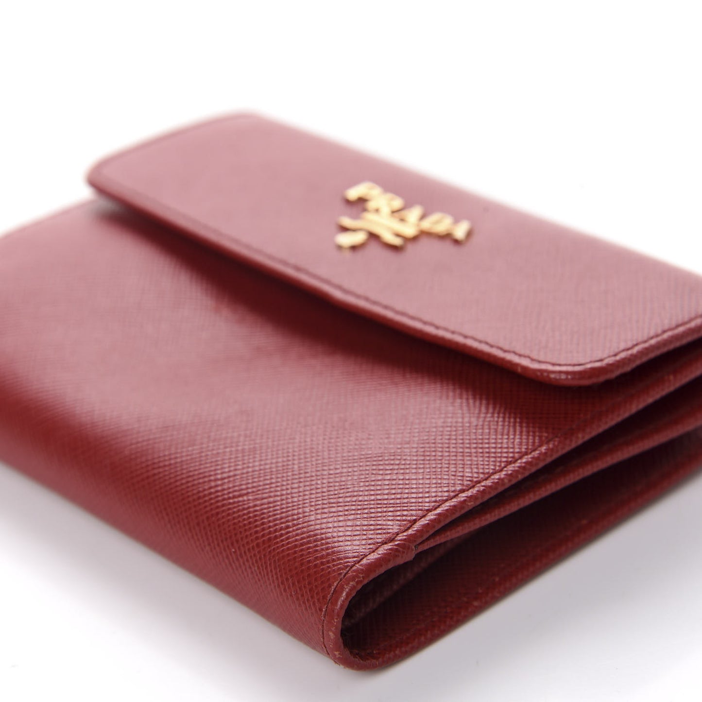 Saffiano Metal French Flap Compact Wallet Fuoco