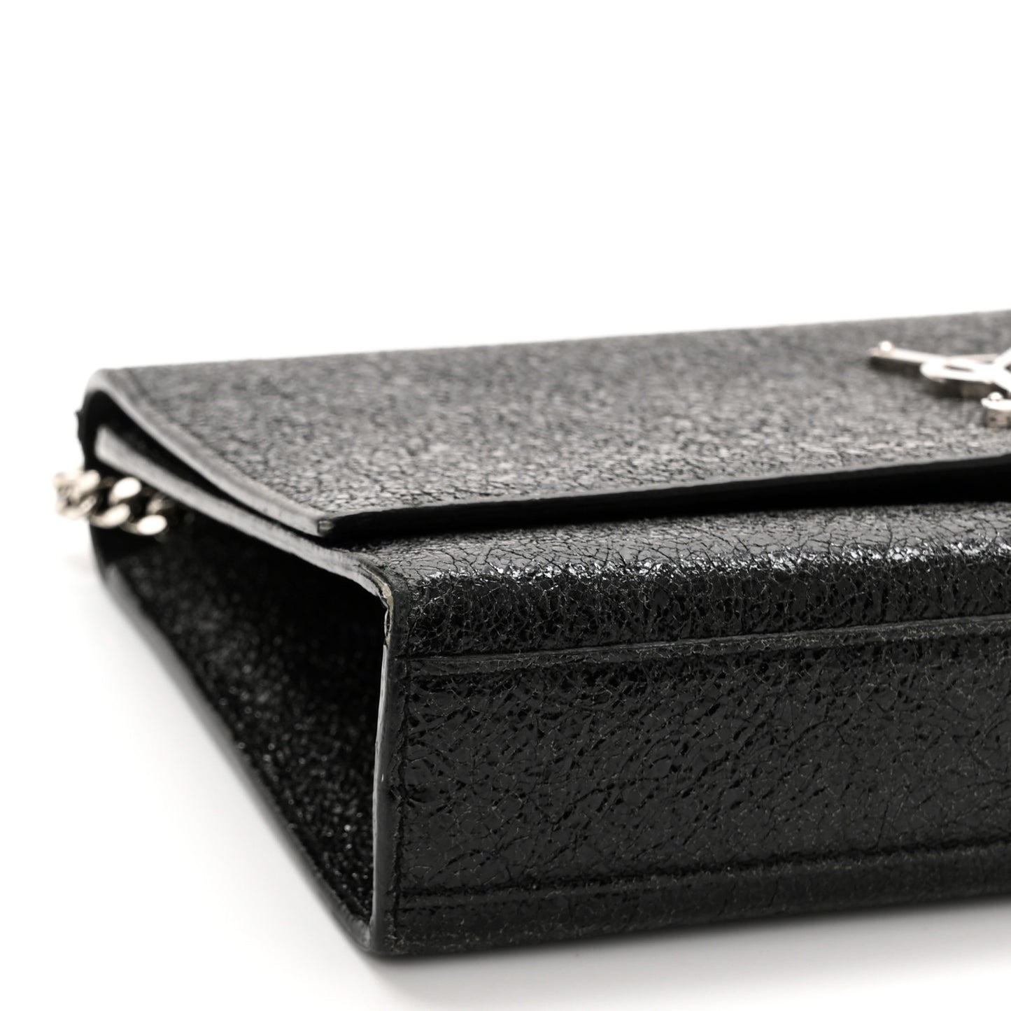Metallic Sparkle Calfskin Medium Monogram Kate Satchel Black