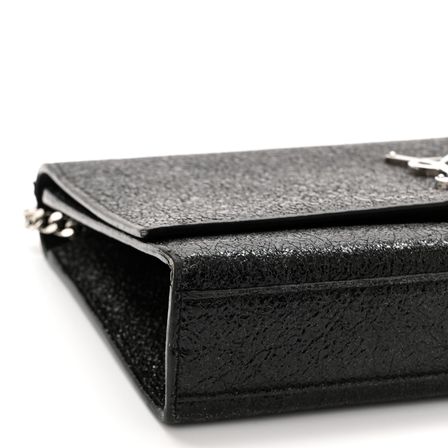 Saint Laurent Metallic Sparkle Calfskin Medium Monogram Kate Satchel Black 9 of 13
