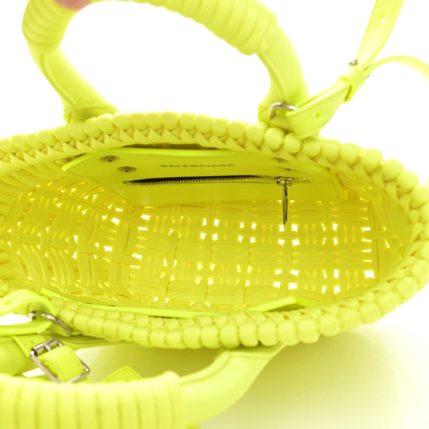 Balenciaga Faux Calfskin XXS Bistro Basket Fluo Yellow 5 of 10