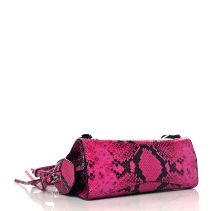 Balenciaga Calfskin Python Effect Neo Classic Silver Hardware Mini City Fuchsia Black 4 of 6