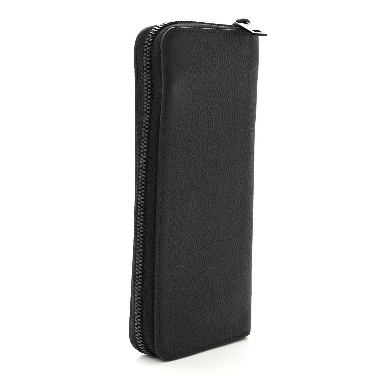 Grained Calfskin Aerogram Zippy Wallet Black