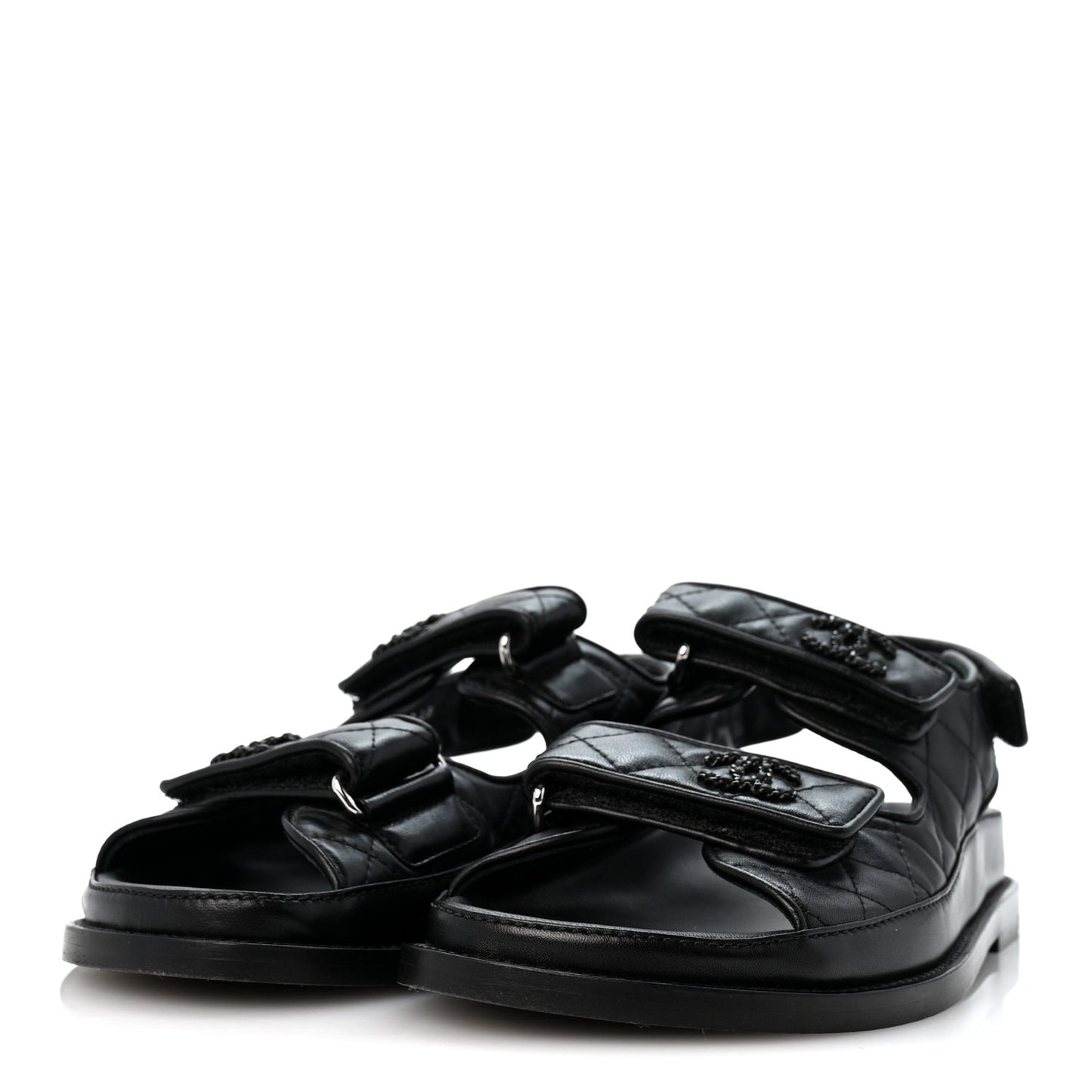 Lambskin Velcro Dad Sandals 37 So Black