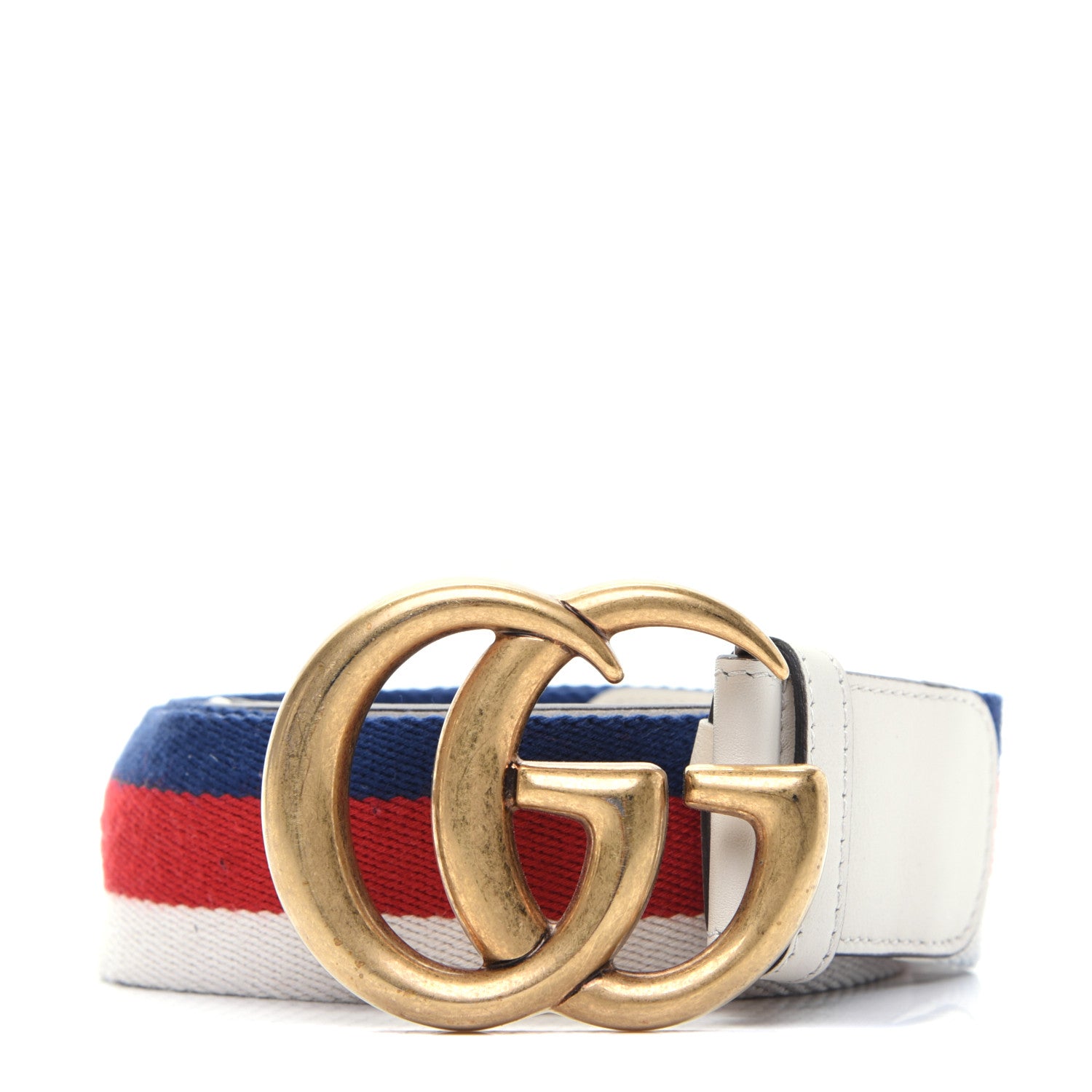 Gucci Nylon Calfskin Sylvie Web Double G 40mm Belt 110 44 Mystic White Hibiscus Red Maritime 1 of 10