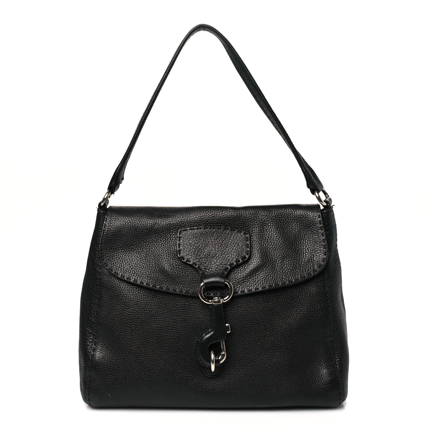 Prada Vitello Daino Shoulder Flap Bag Black 1 of 11
