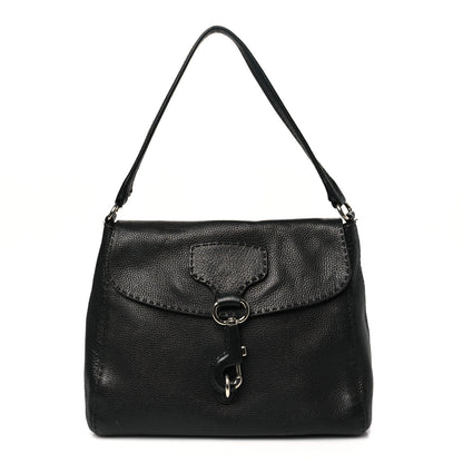 Prada Vitello Daino Shoulder Flap Bag Black 1 of 11