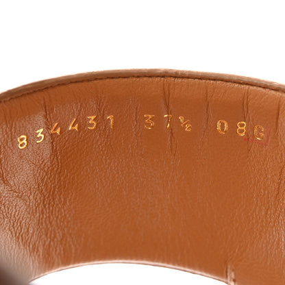 Gucci Calfskin Canvas Rice Horsebit Thong Sandals 37.5 Sundial Brown Natural 9 of 10