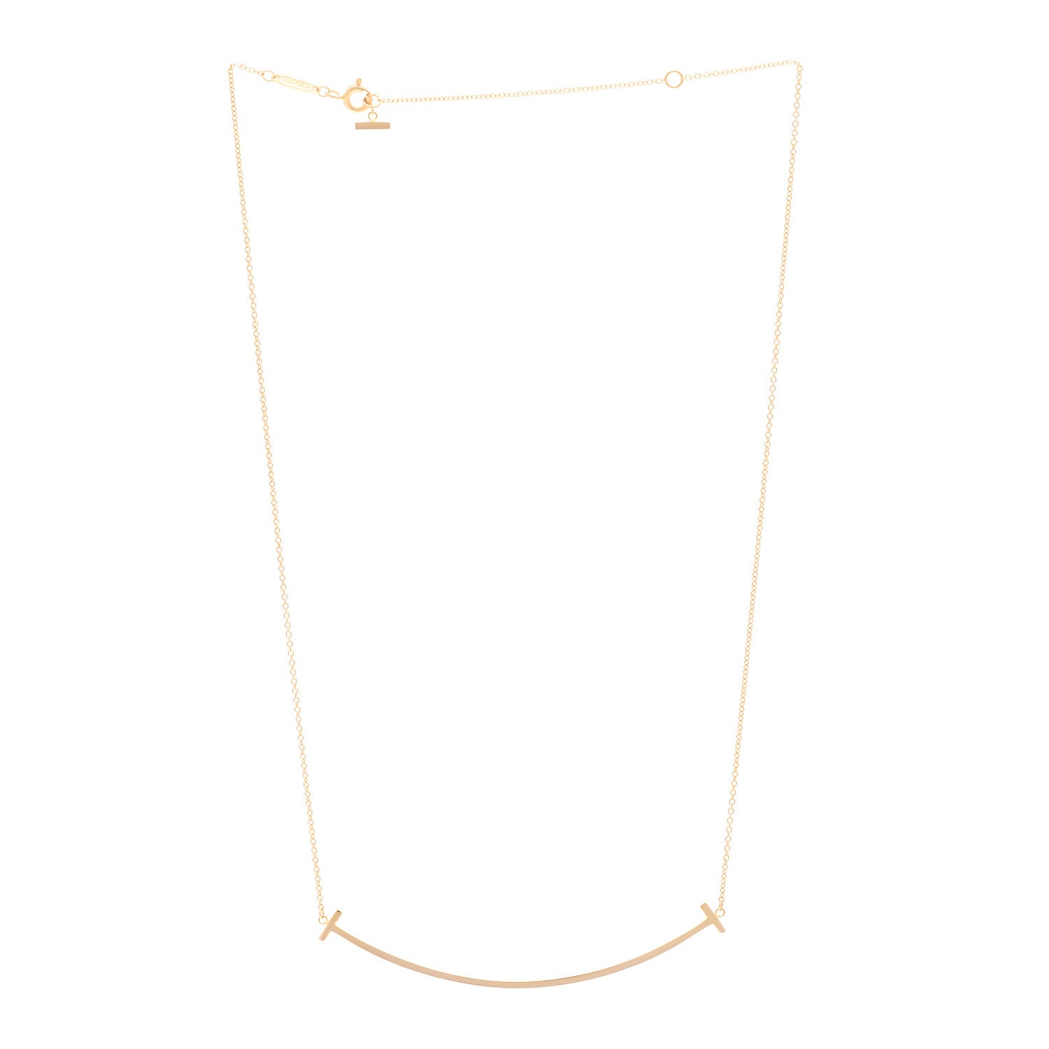 Tiffany 18K Rose Gold Large T Smile Pendant Necklace 3 of 4