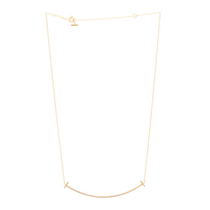 Tiffany 18K Rose Gold Large T Smile Pendant Necklace 3 of 4