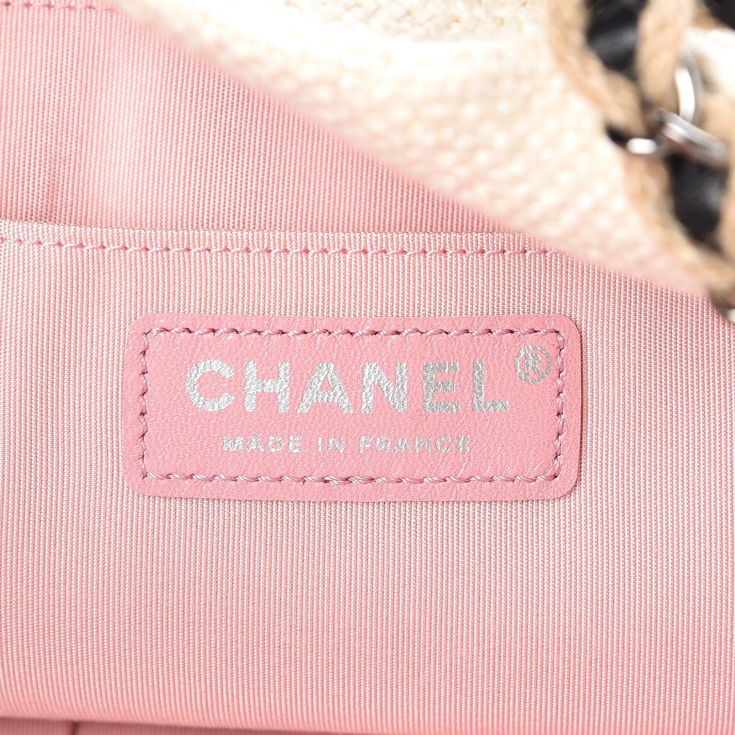 Chanel Canvas Embroidered Record Print Large Shopping Tote Ivory Black 6 of 7