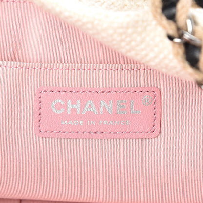 Chanel Canvas Embroidered Record Print Large Shopping Tote Ivory Black 6 of 7