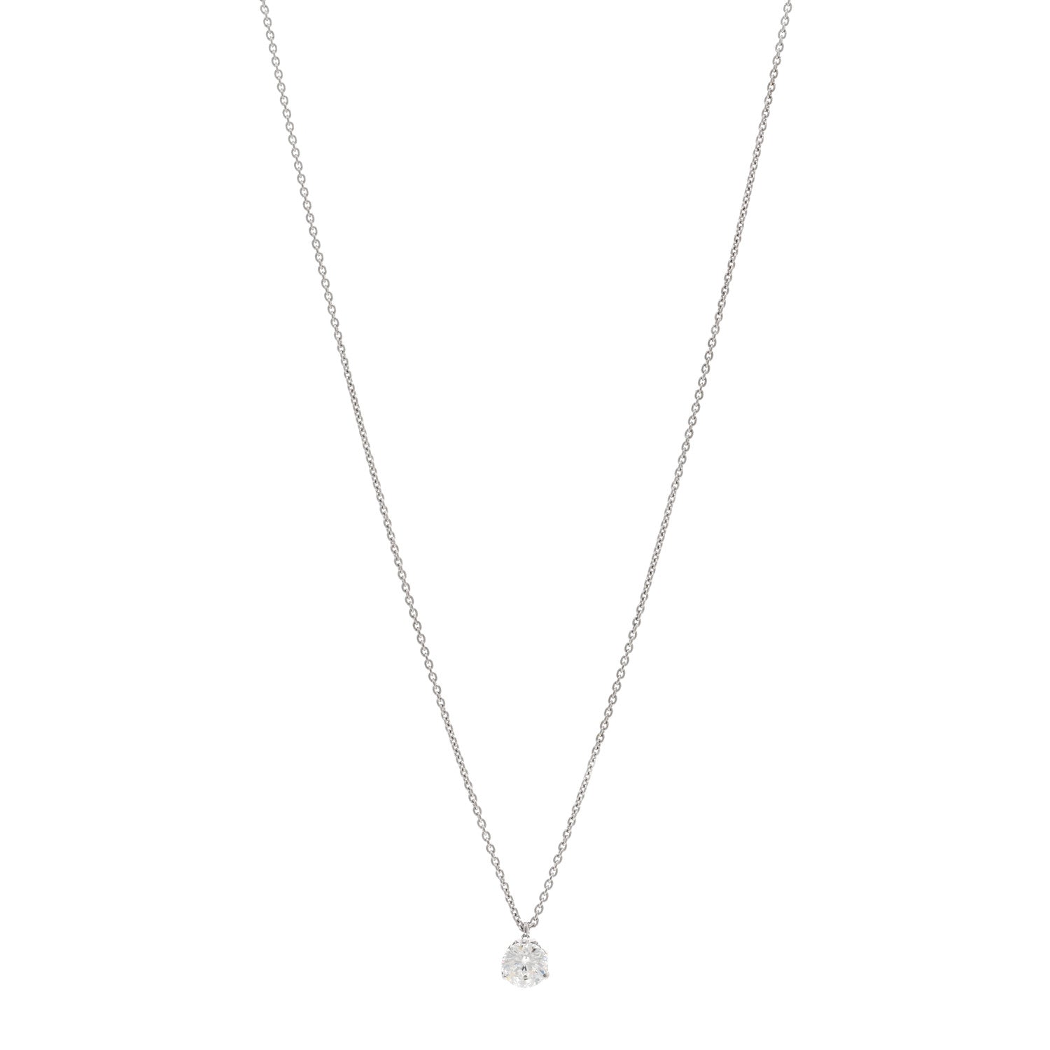 Roberto Coin 18K White Gold Diamond .92ct Cento Solitaire Pendant Necklace 1 of 4