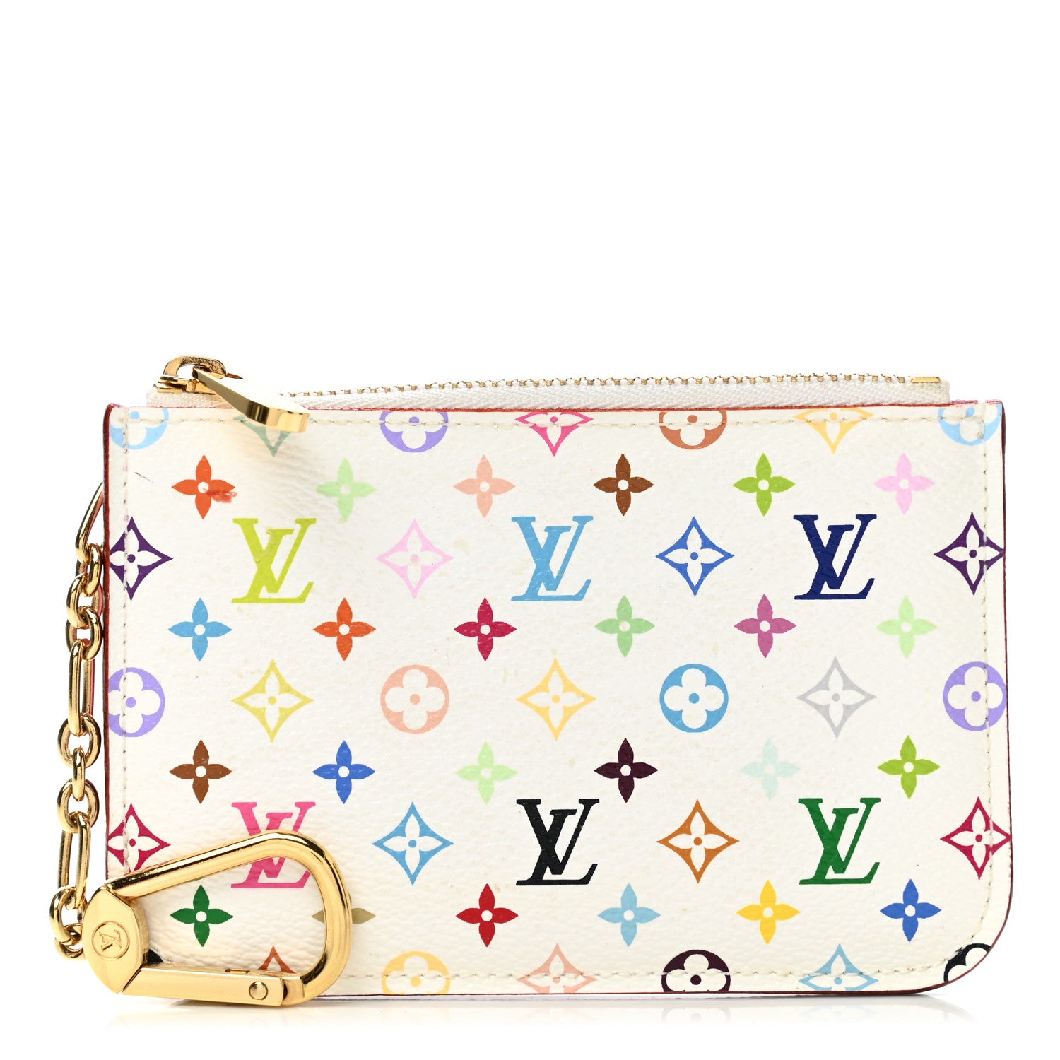 Louis Vuitton Monogram Multicolor Key Pouch White Litchi 1 of 10