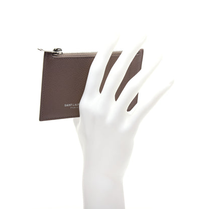 Saint Laurent Grained Calfskin 5 Fragments Zip Pouch Card Holder Taupe 2 of 11
