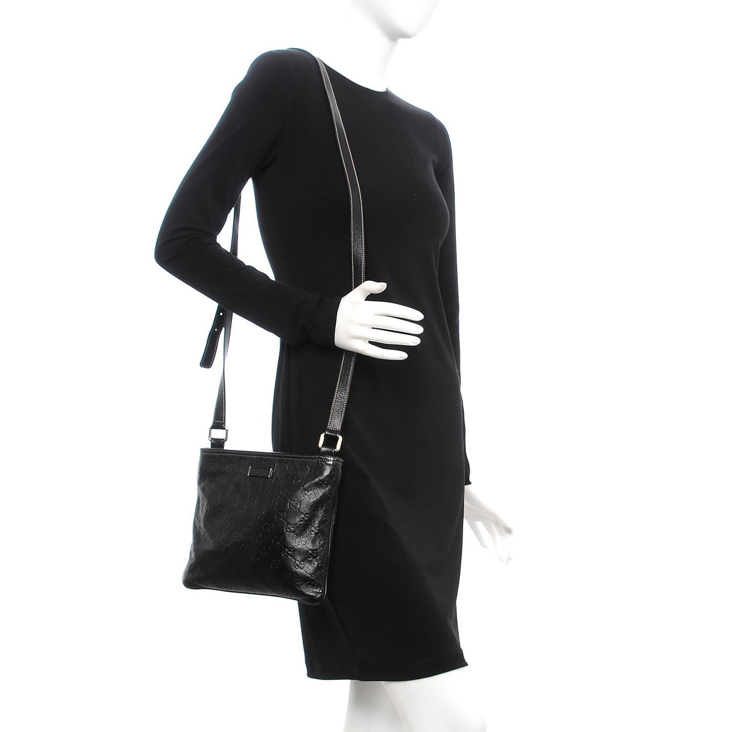 Guccissima Small Flat Messenger Bag Black