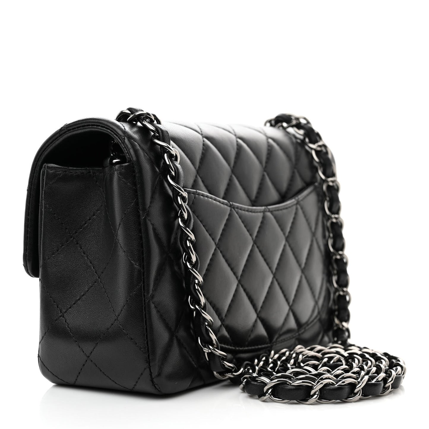 Lambskin Quilted Mini Rectangular Flap Black