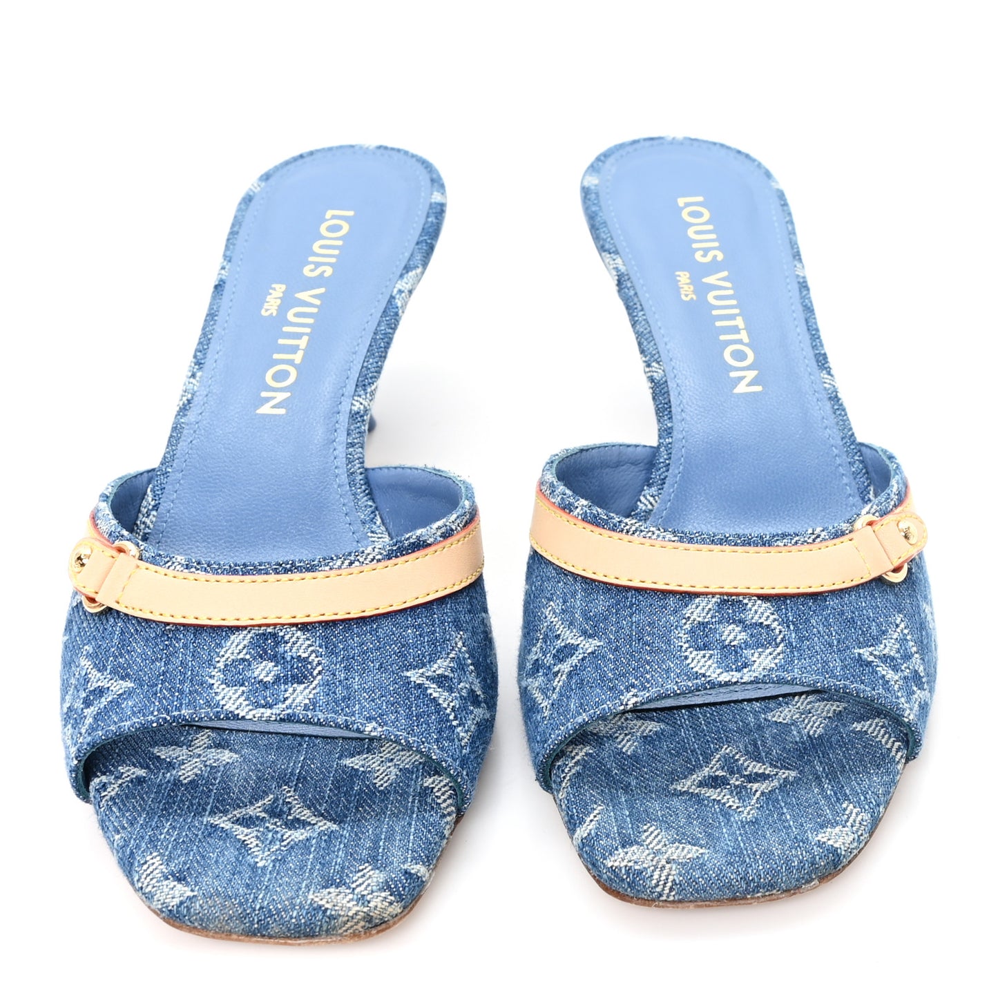 Monogram Denim 6AM Mules 37 Light Blue