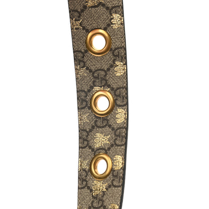 Gucci GG Supreme Monogram Bees Belt 95 38 Beige Oro Black 5 of 5