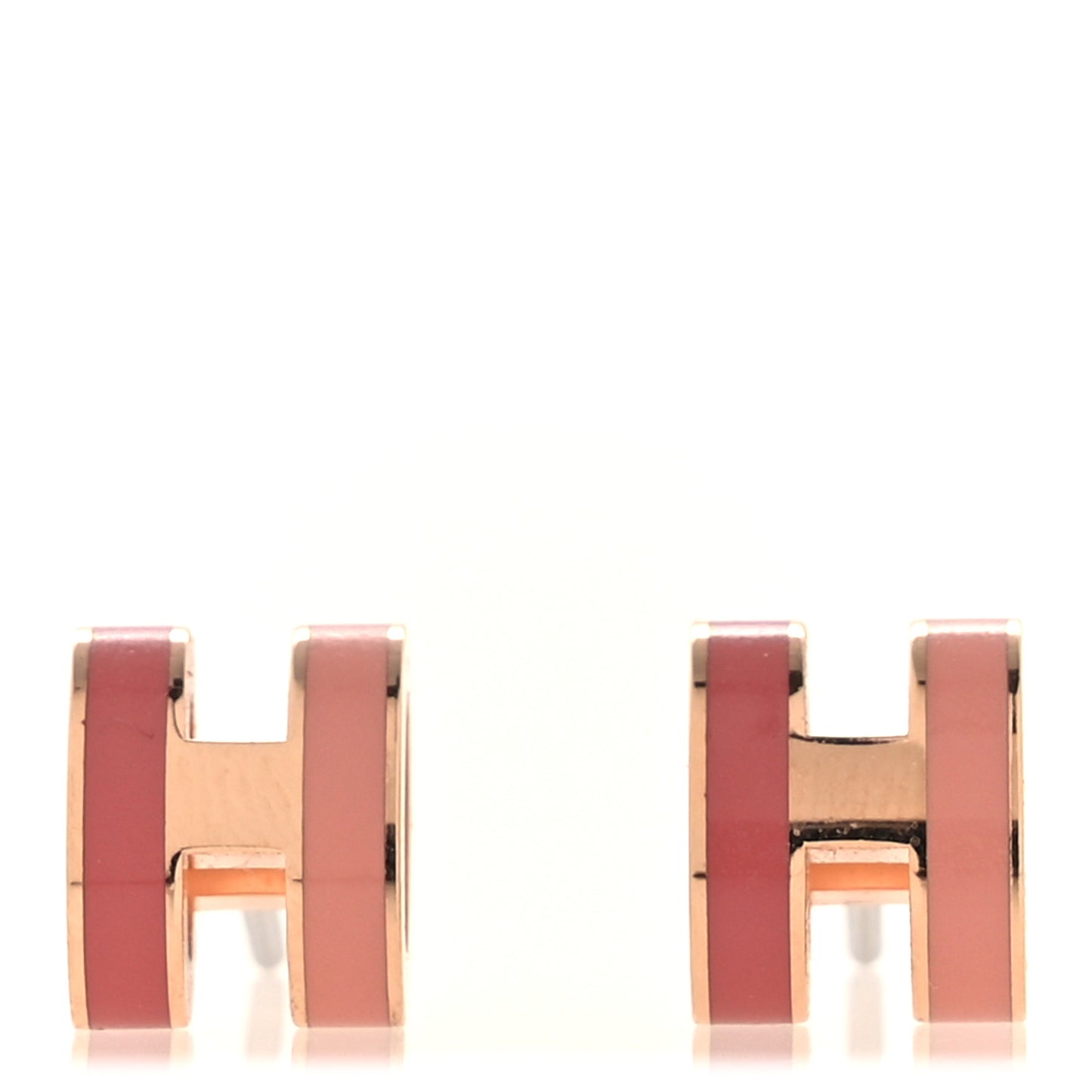 Rose Gold Lacquered Mini Pop H Rocabar Earrings Beaute