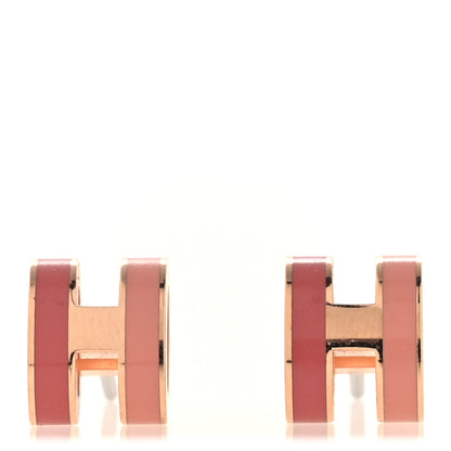 Hermes Rose Gold Lacquered Mini Pop H Rocabar Earrings Beaute 1 of 8