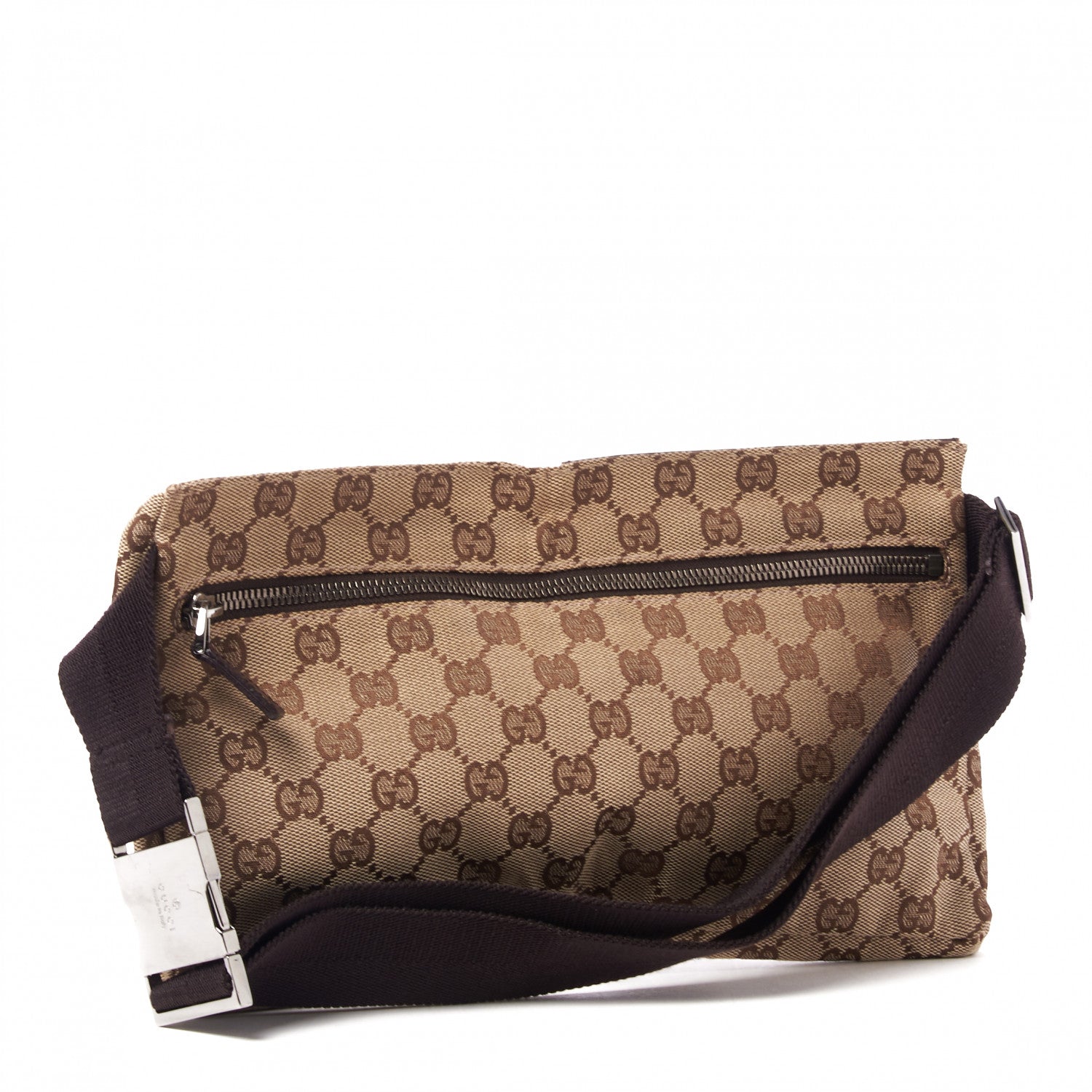 Gucci GG Monogram Double Pocket Belt Bag Dark Brown 3 of 9