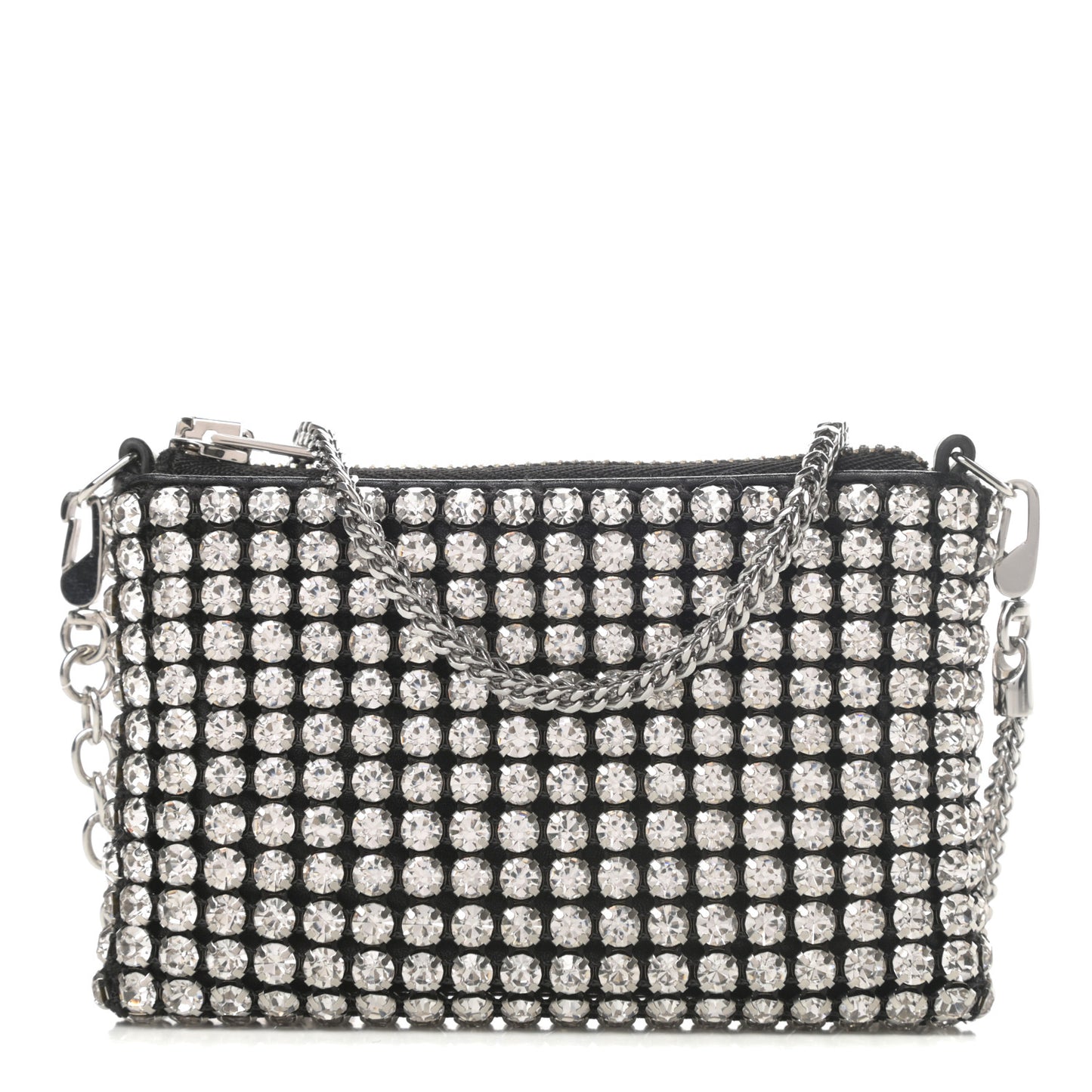 Mesh Crystal Rhinestone Nano Heiress Shoulder Bag Black Silver