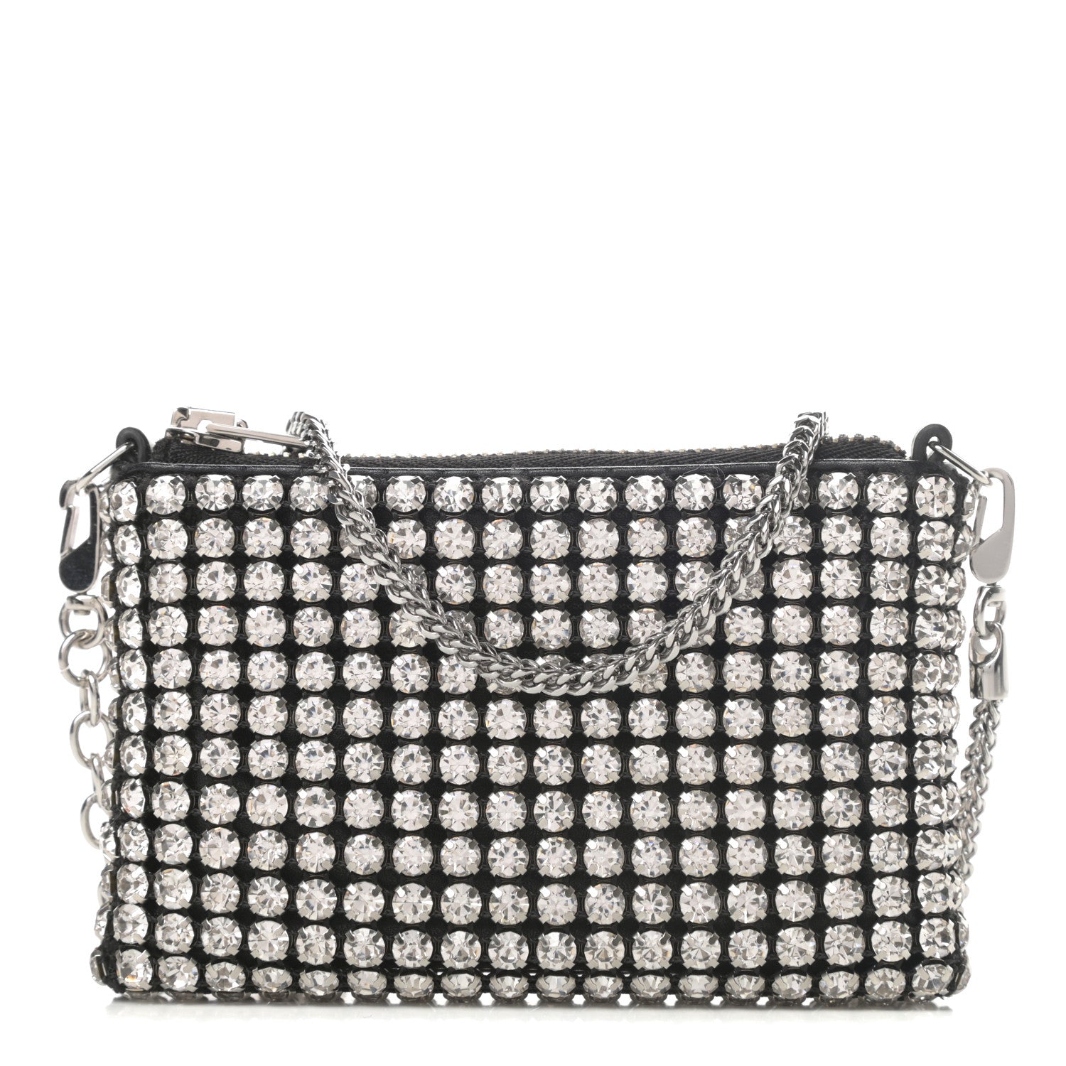 Alexander Wang Mesh Crystal Rhinestone Nano Heiress Shoulder Bag Black Silver 1 of 11