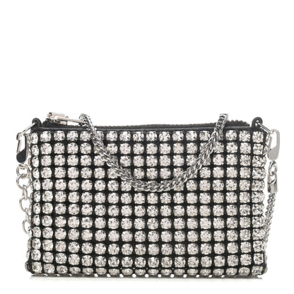 Alexander Wang Mesh Crystal Rhinestone Nano Heiress Shoulder Bag Black Silver 1 of 11