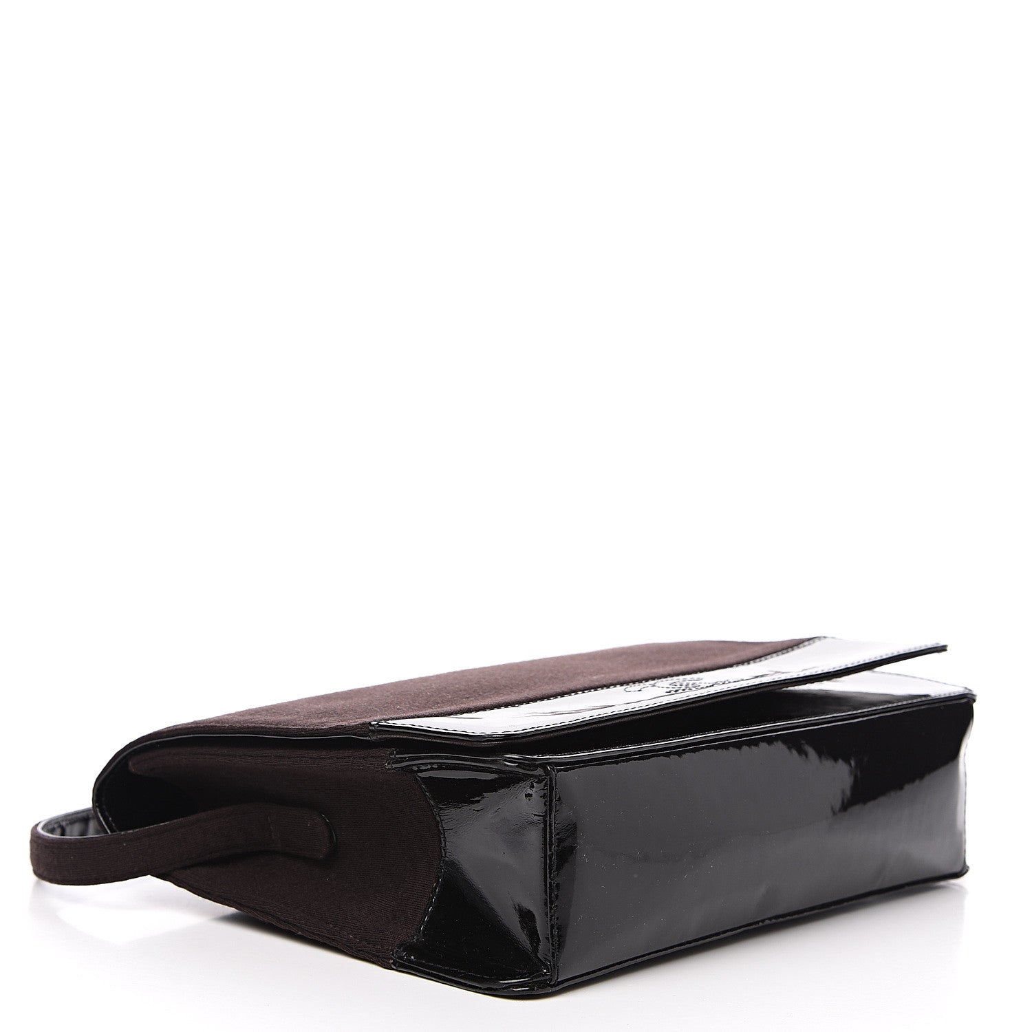 Chanel Patent Jersey Flap Shoulder Bag Dark Brown 3 of 13