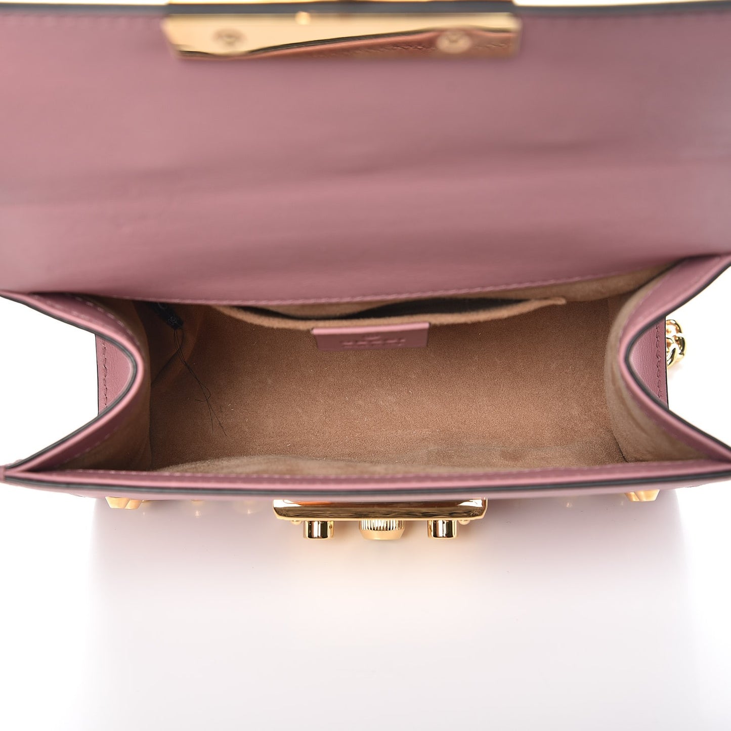 Calfskin Studded Small Padlock Shoulder Bag Carmine Rose