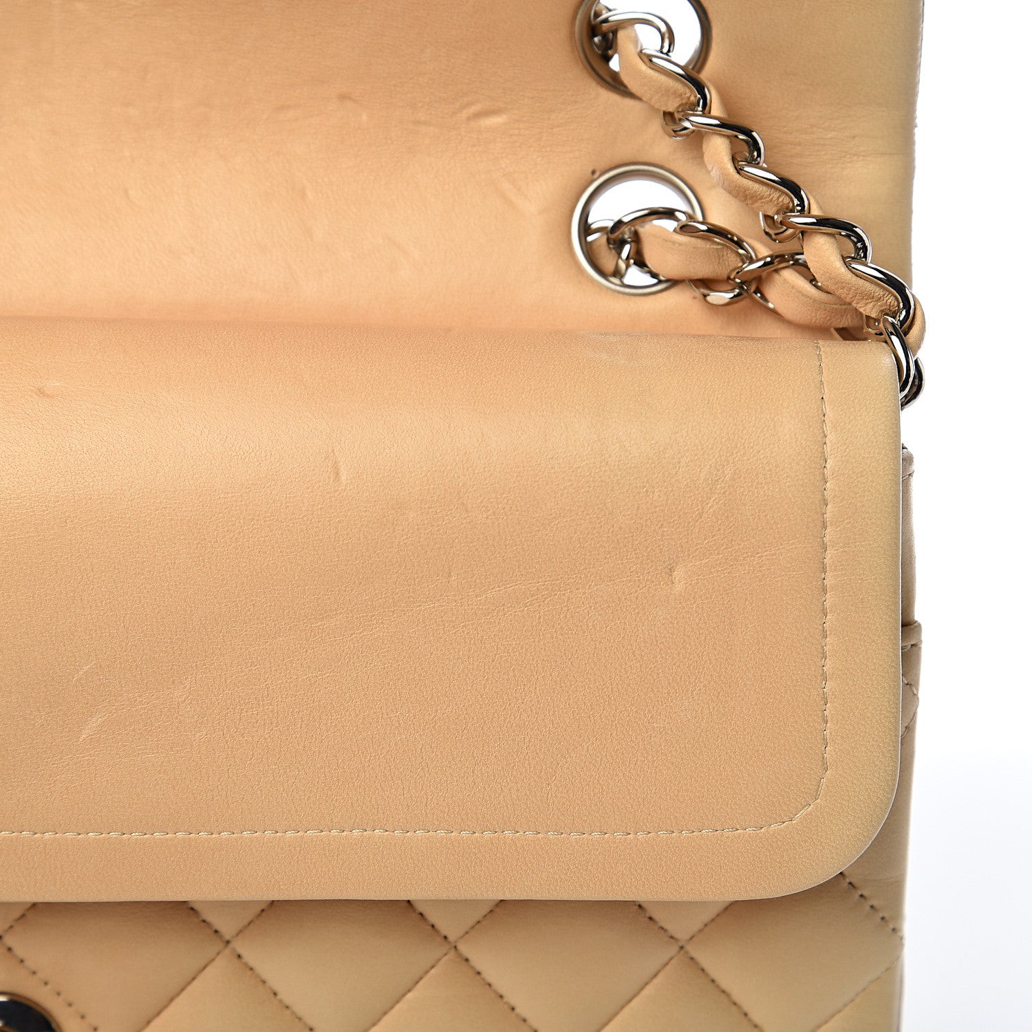 Chanel Lambskin Quilted Medium Double Flap Beige Clair 11 of 14