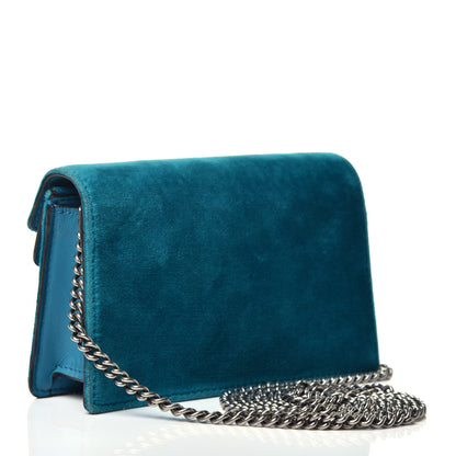 Gucci Velvet Super Mini Dionysus Shoulder Bag Pavone Cyan 3 of 9