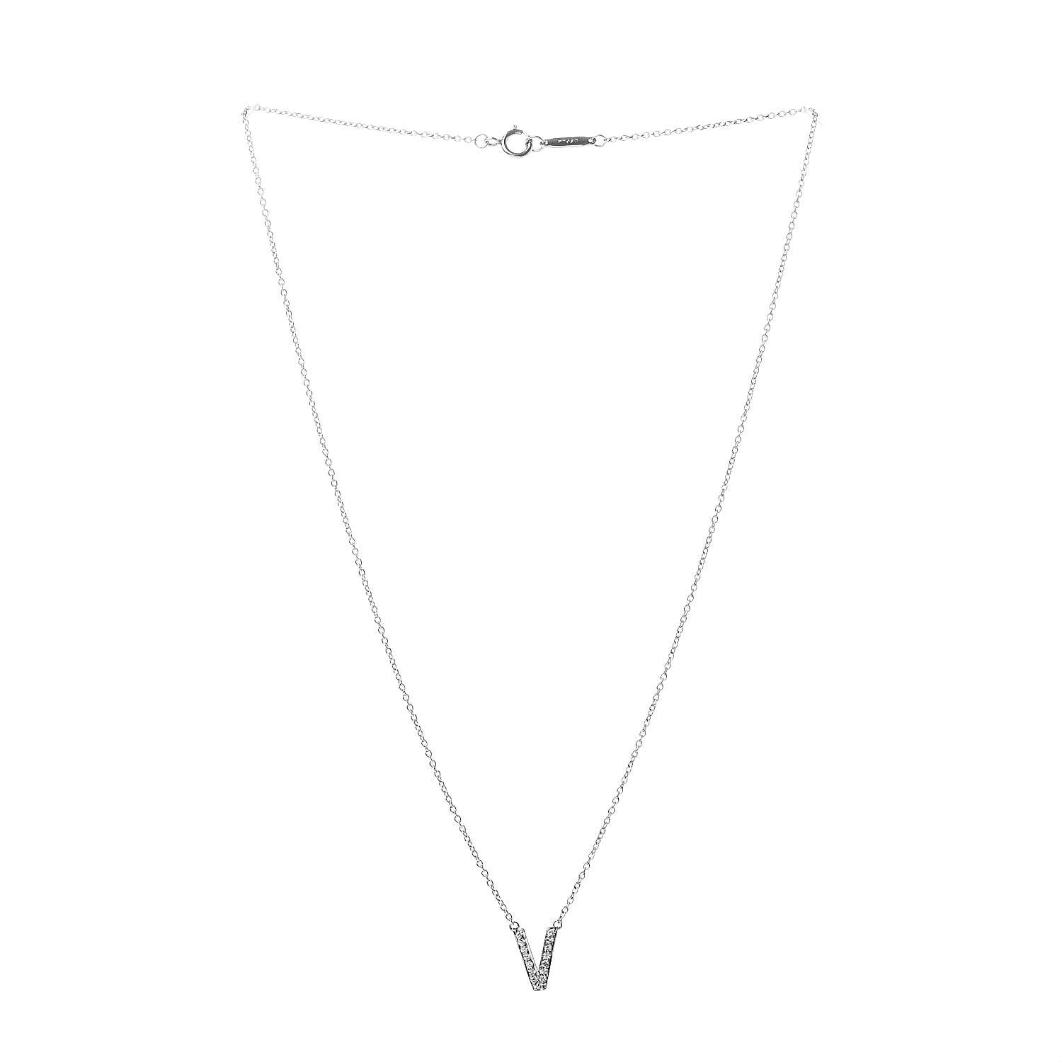 Tiffany Platinum Diamond Letters V Pendant Necklace 3 of 6