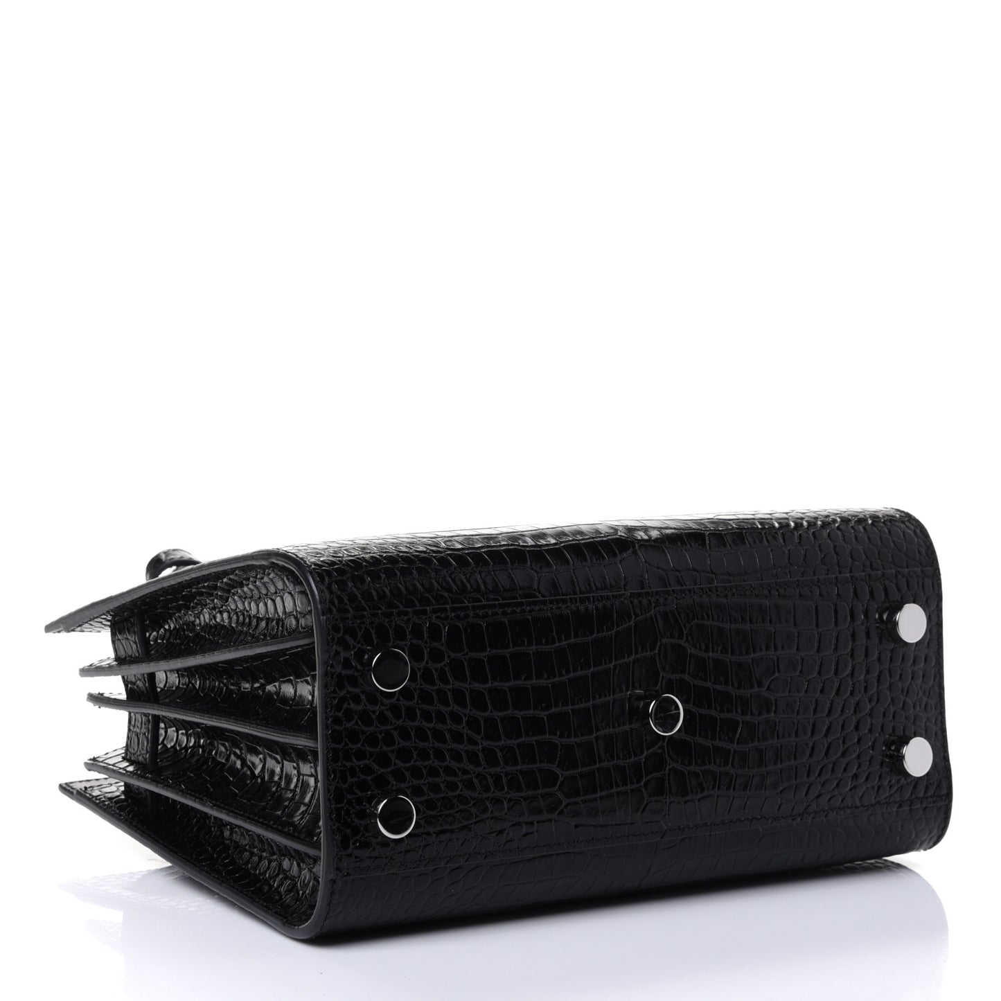Calfskin Crocodile Embossed Nano Sac De Jour Black