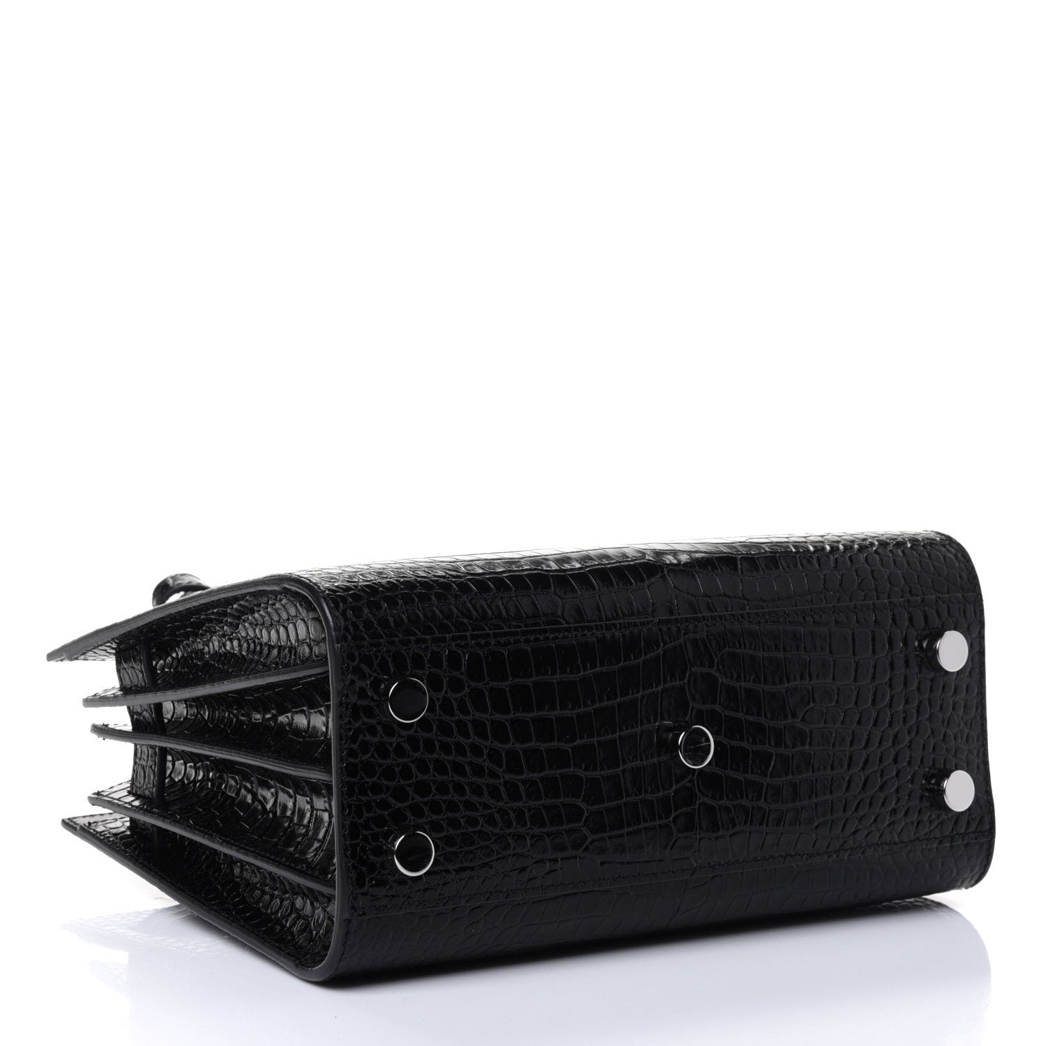 Saint Laurent Calfskin Crocodile Embossed Nano Sac De Jour Black 7 of 14